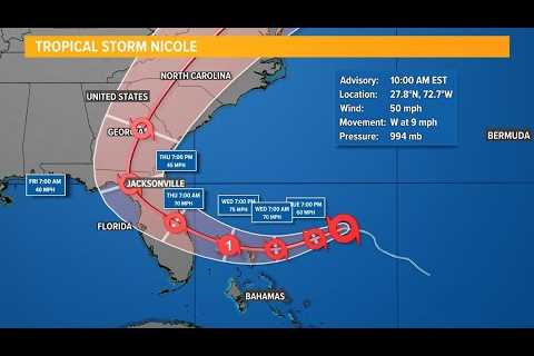 Tropical Storm Nicole: Latest forecast cone, spaghetti models and satellite images