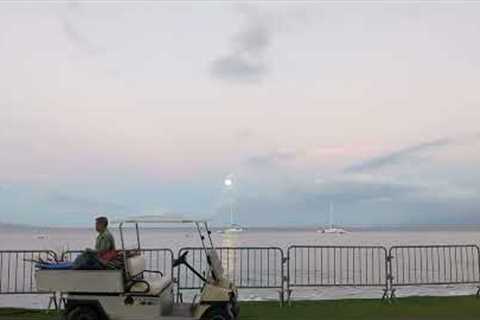 Virtual Hawaiian Moonset, BLISS 6 am Kaanapali Maui. The disappearing beaches in the foreground