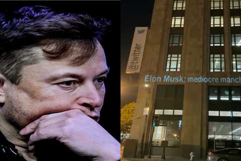 Someone projected insults onto Twitter's San Francisco headquarters calling Elon Musk a 'space Karen' and a 'mediocre manchild'