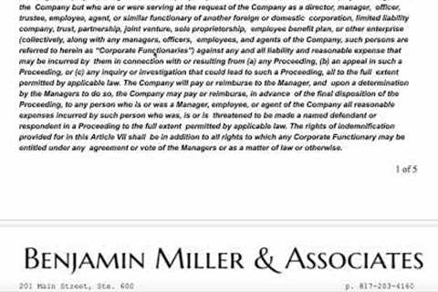 Multifamily Investing Operating Agreements and Clauses Right to Indemnification
