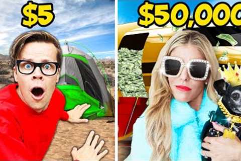 Surviving $5 VS $50,000 Vacation!
