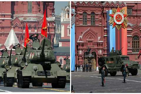 Photos show how Putin massively scaled back his Victory Day celebrations compared to the ostentatious military displays of previous years