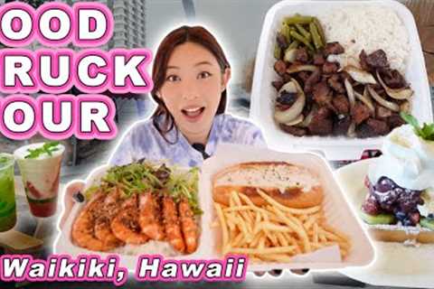 LOCAL FOOD TRUCK TOUR in WAIKIKI! || [Oahu, Hawaii] Garlic Shrimp, Acai Waffles &amp; More!