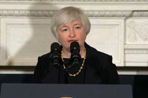 Treasury Secretary Janet Yellen says surging bond yields are due to the strong economy, not the growing deficit