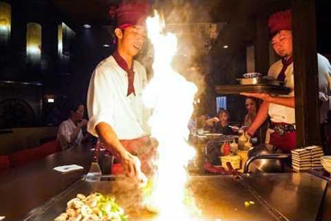 Teppanyaki LOBSTER &amp; STEAK - Amazing Knife Skills and Fire Cooking in Waikiki, Hawaii!