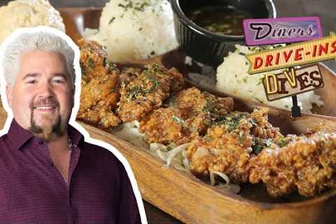 Guy Fieri Tries Hawaiian Garlic Furikake Chicken | Diners, Drive-ins and Dives | Food Network