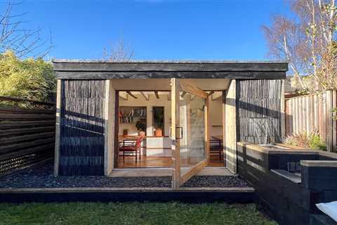 Budget Breakdown: His $11K Backyard Office Has Worktops Made From a Tree Planted by His Grandfather