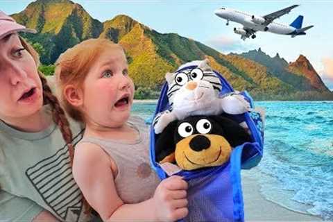 Adley PET VACATION with MOM!!  Flying animals to the Beach in Hawaii, pretend play travel routine!