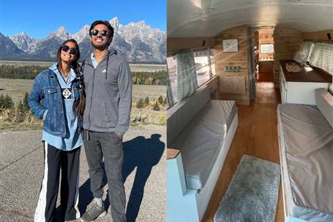 A couple converted a $10,000 school bus into their dream home. Now they're exploring the US while working full-time.