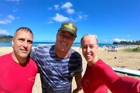 Beginner Surf lesson in Hawaii's Hanalei Bay with Hawaiian Surfing Adventures