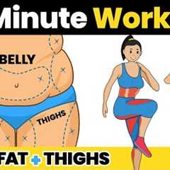 5 Minute BELLY FAT & THIGHS Workout to Lose Weight at Home Fast - Standing Exercise for Flat Stomach