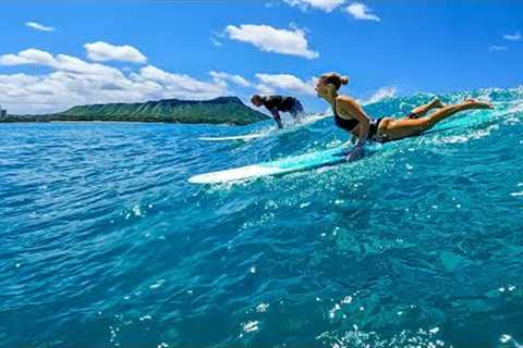 WAIKIKI SURF DREAM | Beautiful Longboard Waves in Hawai'i | RAW POV