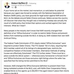 Robert Reffkin takes aim at NAR in latest social media post