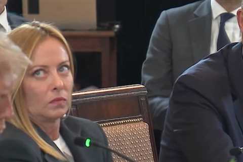 WATCH: Italian Prime Minister Giorgia Meloni Rolls Eyes, Looks Frustrated as German Chancellor Friedrich Merz Lectures Trump and Calls for Ceasefire Instead of Full Peace Deal – Trump Responds with..