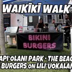 Waikiki Walk | Bikini Burger on Liliuokalani Ave |  Hawaii Walking Video | Summer in Hawaii