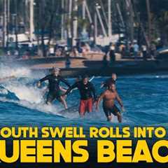 LONG PERIOD SWELL MAGNETS ROLL INTO WAIKīKī BEACH