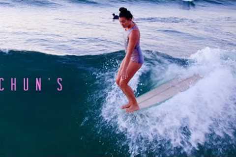 LONGBOARD SURFING CHUN'S REEF Sunset Session