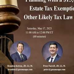 Planning With A $15,000,000 Estate Tax Exemption And Other Likely Tax Law Changes