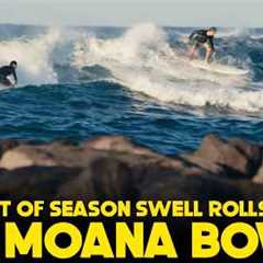 OUT OF SEASON LONG PERIOD SOUTH SWELL ROLLS IN