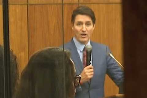 PM Trudeau captured addressing caucus after chaotic day in Ottawa