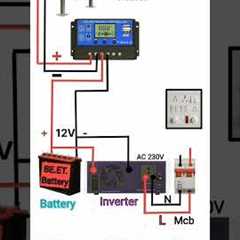 Solar Power System Connection #solar panel, batter, inverter connection