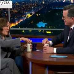 Harris cracks a beer with Stephen Colbert as millions flee Hurricane Milton