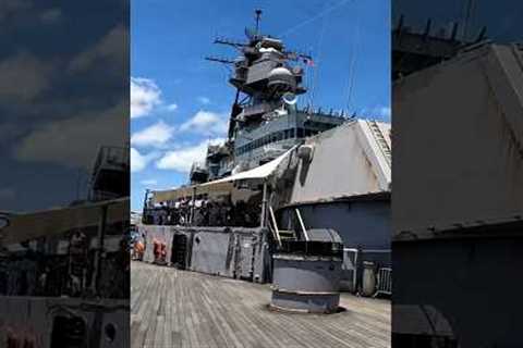 USS Missouri over looking the USS Arizona Memorial at Pearl Harbor #pearlharbor #ussmissouri