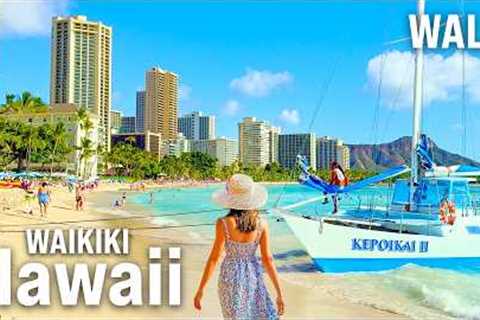 Waikiki Beach, HAWAII Walking Tour | Honolulu BEACH WALK with Captions [4K/60fps]