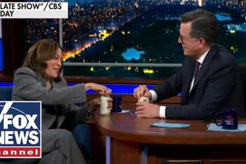 Harris cracks a beer with Stephen Colbert as millions flee Hurricane Milton