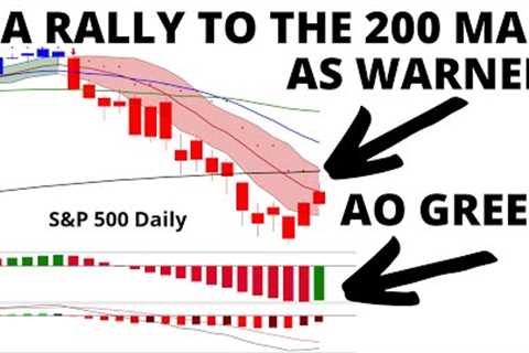 A Rally to test the 200 Day MA as Warned +  Awesome Osc Turns Green - S&P 500 Elliott Wave Update