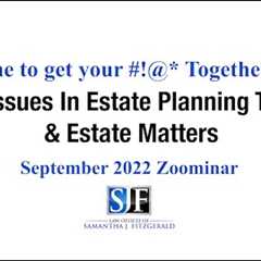 September 2022 Zoominar - Tax Issues In Estate Planning Trusts & Estate Matters