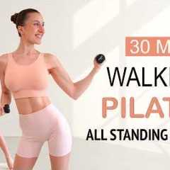 30 Min WALKING PILATES To Lose Weight &amp; Tone Your Body🔥 optional: Small Weights, No Jumping