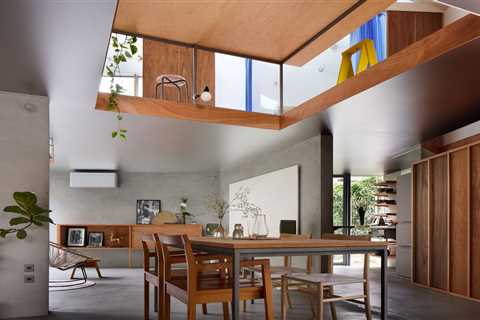 A Ceiling Cutout Above the Dining Area in This Kyoto Home Doubles as a Desk