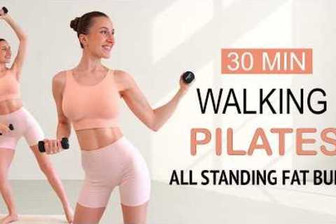 30 Min WALKING PILATES To Lose Weight &amp; Tone Your Body🔥 optional: Small Weights, No Jumping
